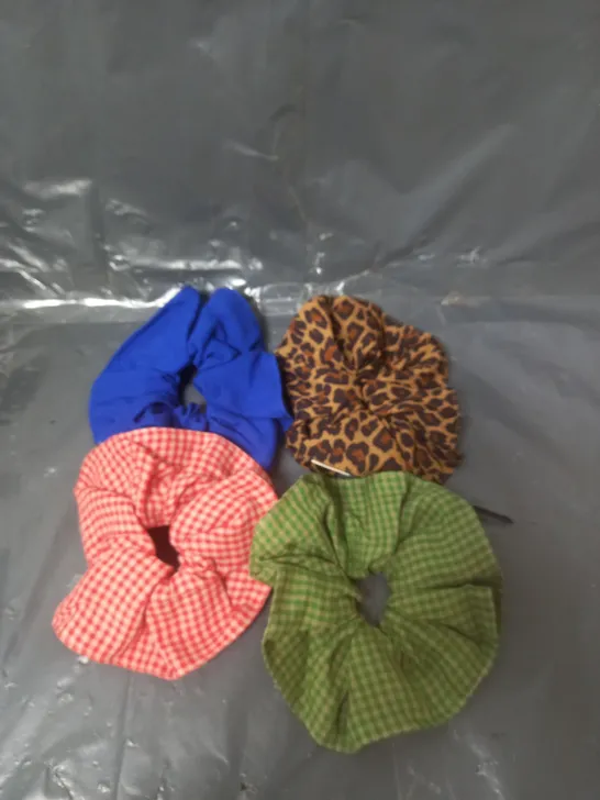 LARGE QUANTITY OF HAIR SCRUNCHIES ASSORTED SIZES AND COLOURS