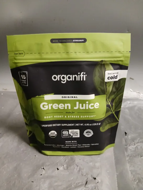 ORGANIFI GREEN JUICE BODY RESET & STRESS SUPPORT SUPPLEMENT (15 TRAVEL PACKS - (139.5g)