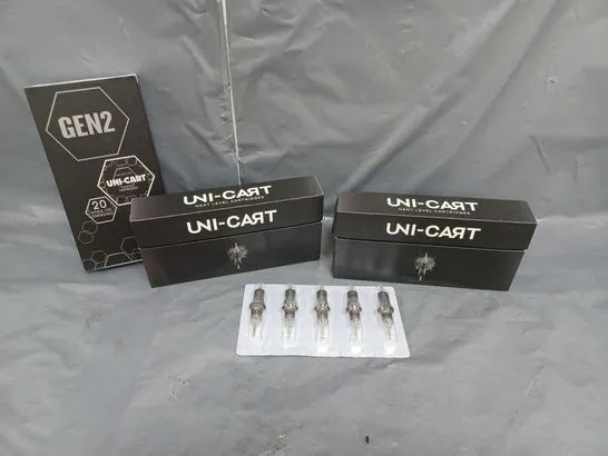 LOT OF 3 BOXES (20 PER BOX) OF UNI-CART DISPOSABLE SINGLE USE TATTOO CARTRIDGES