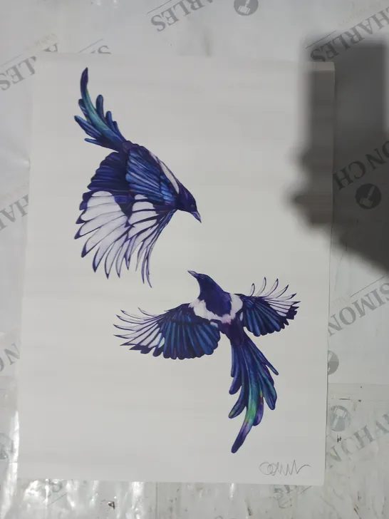 CLAUDINE O'SULLIVAN SIGNED TWO BIRDS ART PRINT