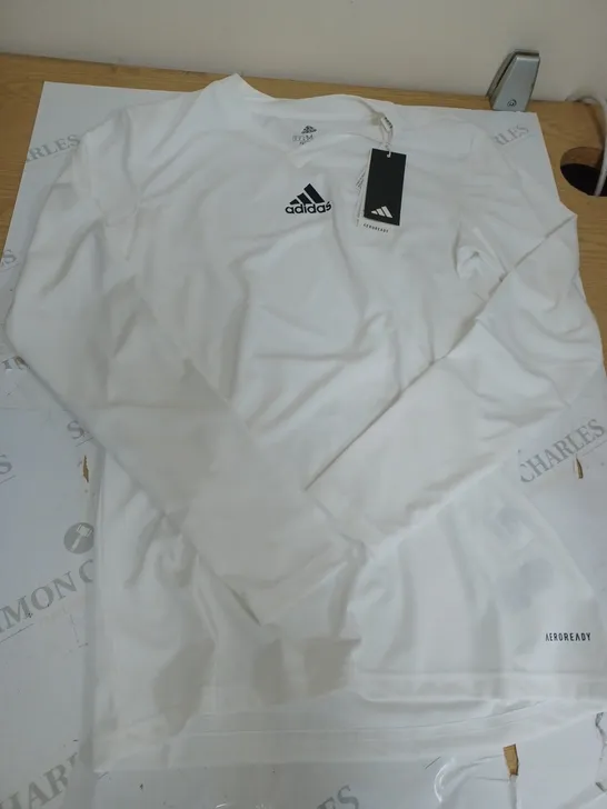 WHITE LONG SLEEVE ADIDAS SHIRT SIZE M