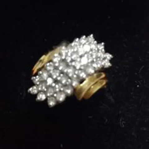 9CT GOLD DRESS RING SET WITH NATURAL DIAMONDS WEIGHING +1.00CT