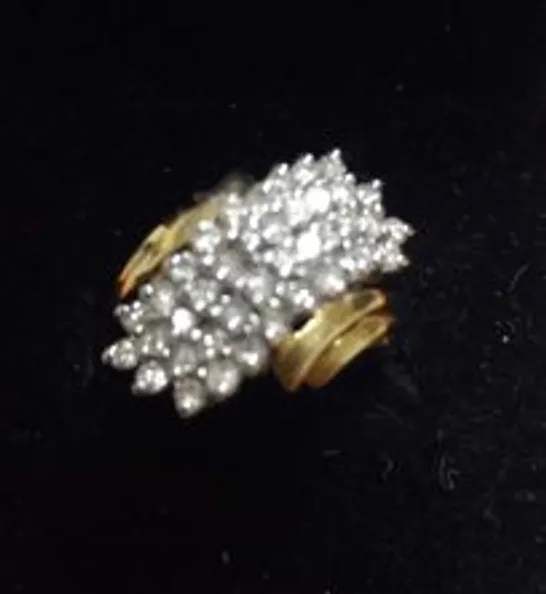 9CT GOLD DRESS RING SET WITH NATURAL DIAMONDS WEIGHING +1.00CT