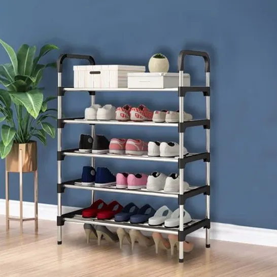 BOXED 15 PAIR STACKABLE SHOE RACK