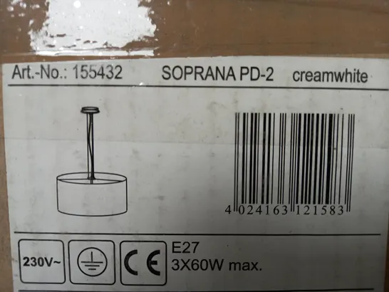 BOXED SLV SOPRANA 3 LIGHT DRUM PENDANT, WHITE 