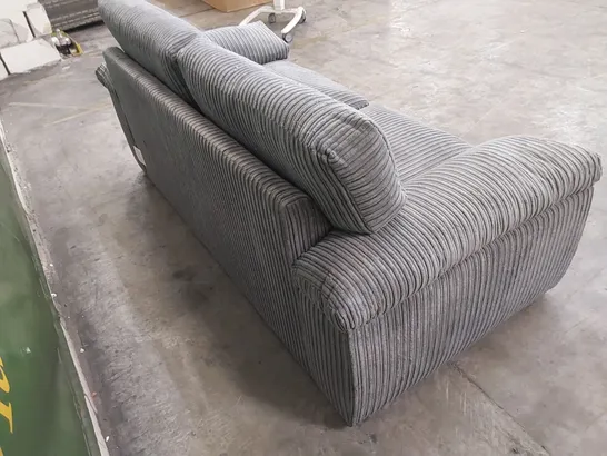 DESIGNER GREY FABRIC UPHOLSTERED 3 SEATER SOFA