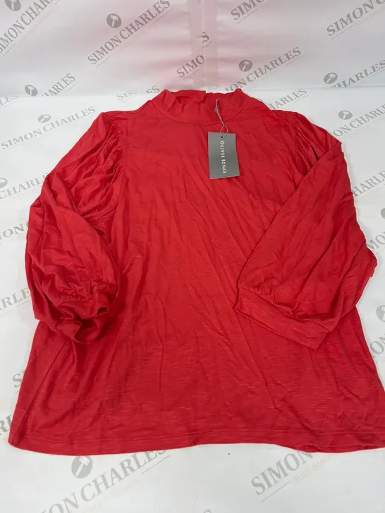 OLIVER BONAS HIGH NECK JERSEY TOP IN RED SIZE 14