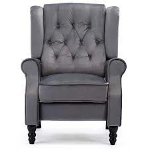 BOXED DESIGNER GREY FAUX LEATHER PUSHBACK GAMING RECLINER CHAIR