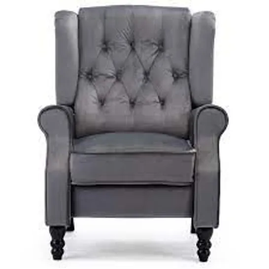 BOXED DESIGNER GREY FAUX LEATHER PUSHBACK GAMING RECLINER CHAIR