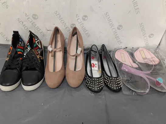 BOX OF APPROXIMATELY 10 ASSORTED WOMENS SHOES IN VARIOUS COLOURS, STYLES AND SIZES