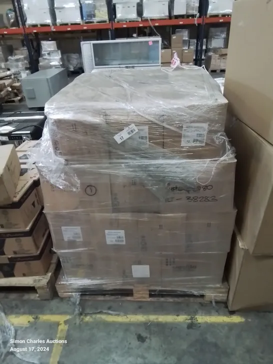 PALLET CONTAINING LARGE AMOUNT OF TILTED SIDE POTS/RAMEKINS (GREEN AND WHITE)