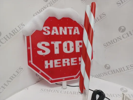 BOXED 110cm SANTA STOP SIGN WITH MULTI COLOURED LIGHTS OUTDOOR CHRISTMAS DECORATION RRP £19.99