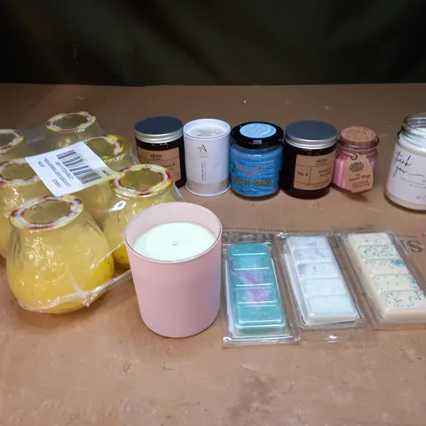 LOT OF APPROXIMATEY 10 SCENTED ITEMS TO INCLUDE CANDLES, WAXMELTS, SOY POTS