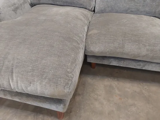 DESIGNER GREY FABRIC UPHOLSTERED PLUMP CHAISE SOFA 