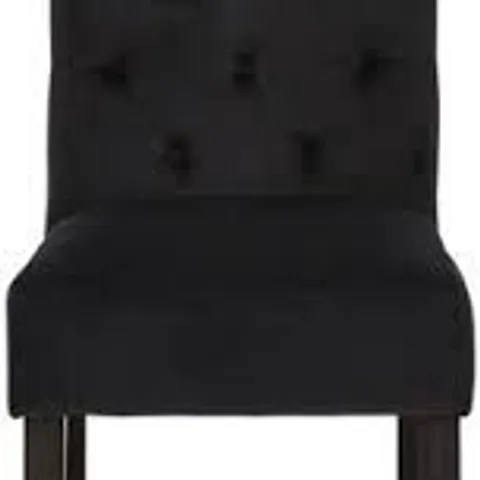BOXED PAIR OF VELVET SCROLL BACK DINING CHAIRS - BLACK - COLLECTION ONLY
