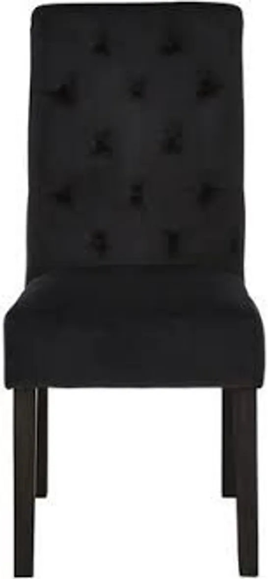 BOXED PAIR OF VELVET SCROLL BACK DINING CHAIRS - BLACK - COLLECTION ONLY RRP £596