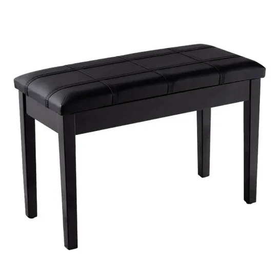 BOXED COSTWAY WOODEN DUET PIANO BENCH WITH PADDED CUSHION AND MUSIC STORAGE - BLACK