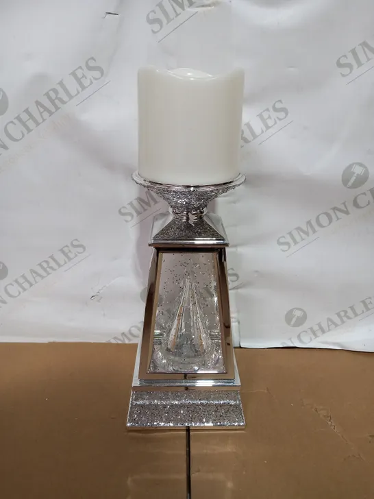 JULIEN MACDONALD FLAMELESS SWIRLING GLITTER CHRISTMAS TREE CANDLE HOLDER