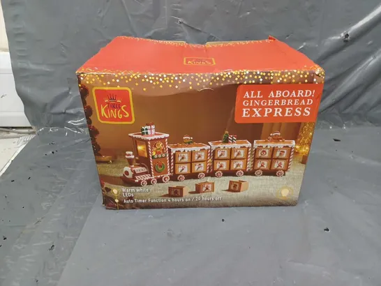 BOXED THREE KINGS GINGERBREAD TRAIN LIGHT UP ADVENT CALENDAR RRP £29.99