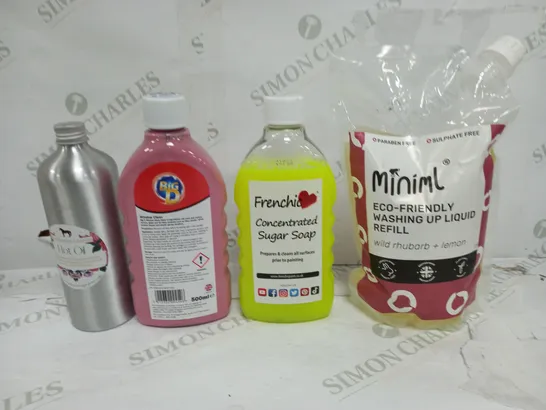 BOX OF APPROXIMATELY 10 ASSORTED ITEMS TO INCLUDE - SUGAR SOAP, HOT OIL, WASHING UP LIQUID ETC - COLLECTION ONLY