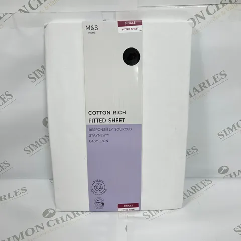 M&S HOME COTTON RICH FITTED SHEET SINGLE