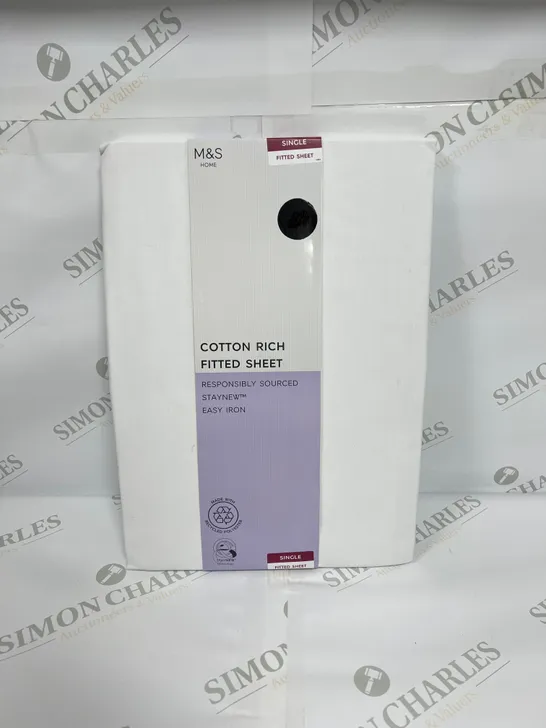 M&S HOME COTTON RICH FITTED SHEET SINGLE