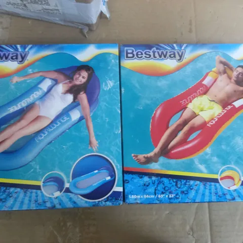 BOX OF 5 BESTWAY INFLATABLE BOATS IN BLUE AND RED 