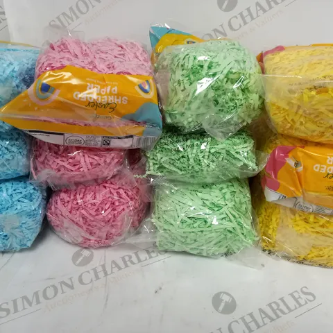 12 PACKS OF COLOUREED SHREDDED PAPER FROM THE EASTER SHOP