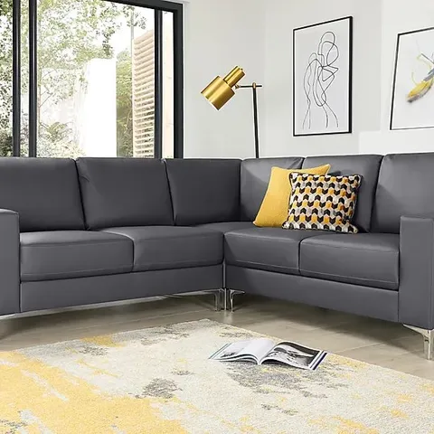 BOX 1 OF 3 BALTIMORE GREY FAUX LEATHER CORNER SOFA 