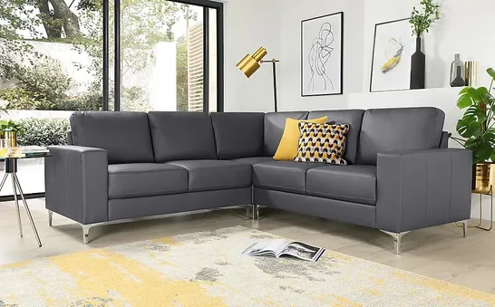 BOX 1 OF 3 BALTIMORE GREY FAUX LEATHER CORNER SOFA 