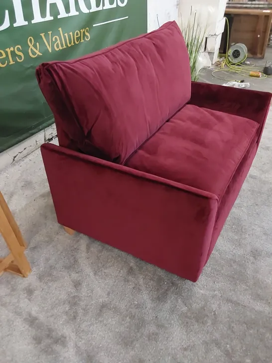 THE EDINGTON LOVE SEAT SOFA BED UPHOLSTERED IN BORDEAUX FABRIC