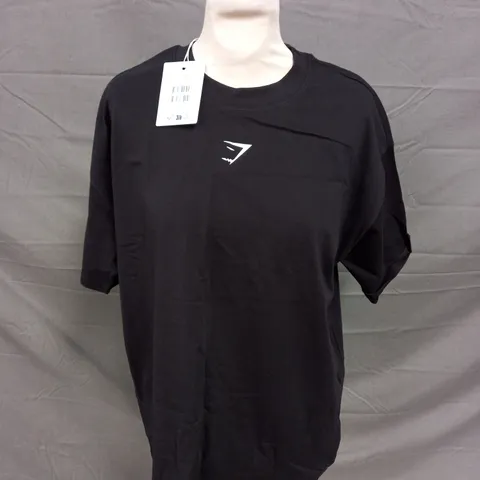 GYMSHARK BLACK FRACTION OVERSIZED T-SHIRT - SMALL