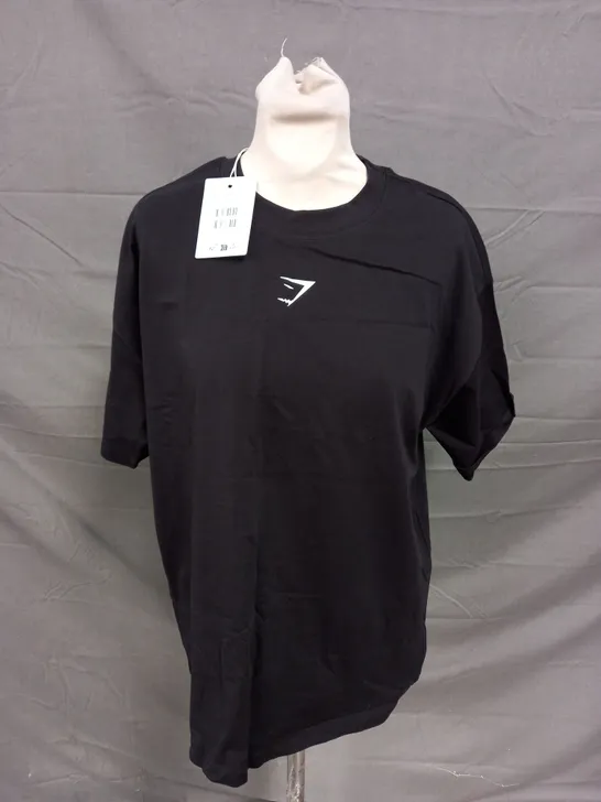 GYMSHARK BLACK FRACTION OVERSIZED T-SHIRT - SMALL