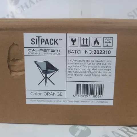 BOXED SITPACK CAMPSTER II PORTABLE CAMPING CHAIR IN ORANGE