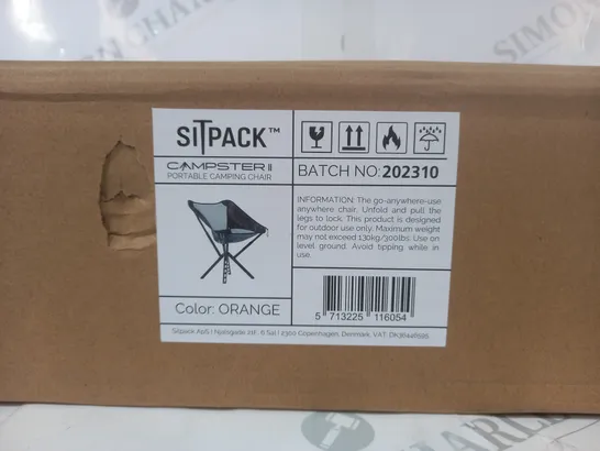 BOXED SITPACK CAMPSTER II PORTABLE CAMPING CHAIR IN ORANGE