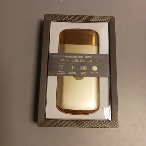 SEALED PORTLAND TECH GIFTS PORTABLE WIRELESS POWERBANK WITH LED DIGITAL DISPLAY IN GOLD