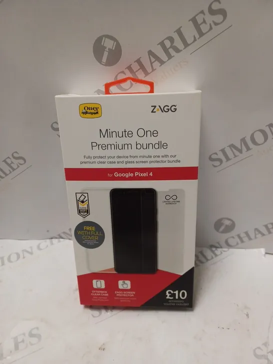 BOX OF APPROXIMATELY 20 ZAGG MINUTE ONE PREMIUM BUNDLE FOR GOOGLE PIXEL 4