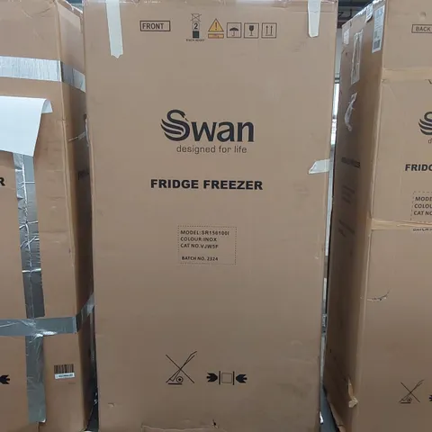 BOXED SWAN SR156100I 91CM WIDE, TOTAL NO FROST, AMERICAN-STYLE FRIDGE FREEZER - INOX