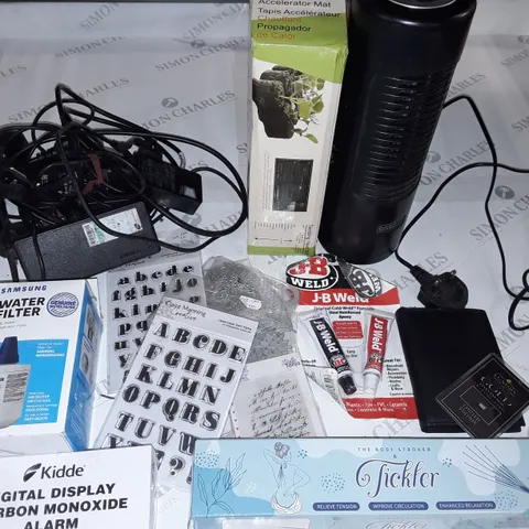 LOT OF ASSORTED HOUSEHOLD ITEMS TO INCLUDE SAMSUNG WATER FILTER, SEEDLING HEATING MAT AND CRAFT ITEMS