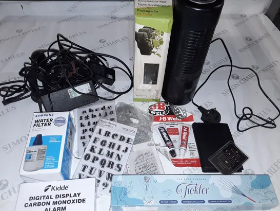 LOT OF ASSORTED HOUSEHOLD ITEMS TO INCLUDE SAMSUNG WATER FILTER, SEEDLING HEATING MAT AND CRAFT ITEMS