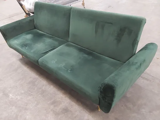 DESIGNER LARGE CLIC CLAC VELVET UPHOLSTERED SOFA BED - GREEN