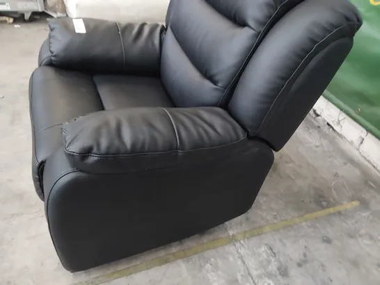 DESIGNER MANUAL RECLINING EASY CHAIR BLACK FAUX LEATHER 