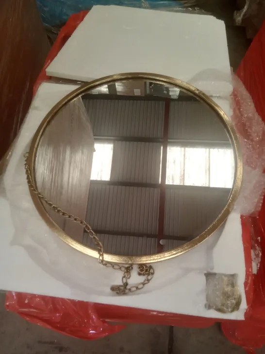 PALLET OF approximately 11 RUMCENT ROUND WALL GOLDEN MIRRORS 50CM