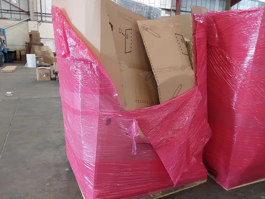 PALLET OF ASSORTED CONSUMER GOODS AND FURNITURE PRODUCTS TO INCLUDE; ALPHA CAMP CAMPING CHAIR, SMALL DOUBLE FOLDING MATTRESS, LED MIRROR, STEAM CLEANER, LIGHTED ARTIFICIAL BIRCH TREE ECT.