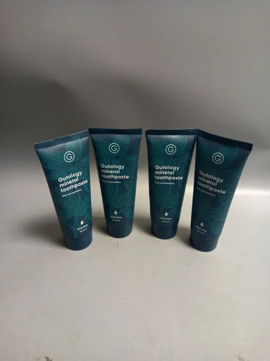 4 X GUTOLOGY MINERAL TOOTHPASTE WITH ORAL PROBIOTICS WILD MINT 120ML