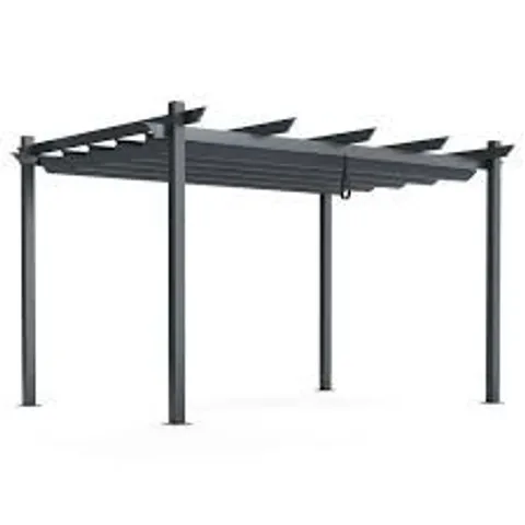 BOXED COSTWAY 10 X 13 FT. OUTDOOR ALUMINUM RETRACTABLE PERGOLA CANOPY SHELTER IN GREY