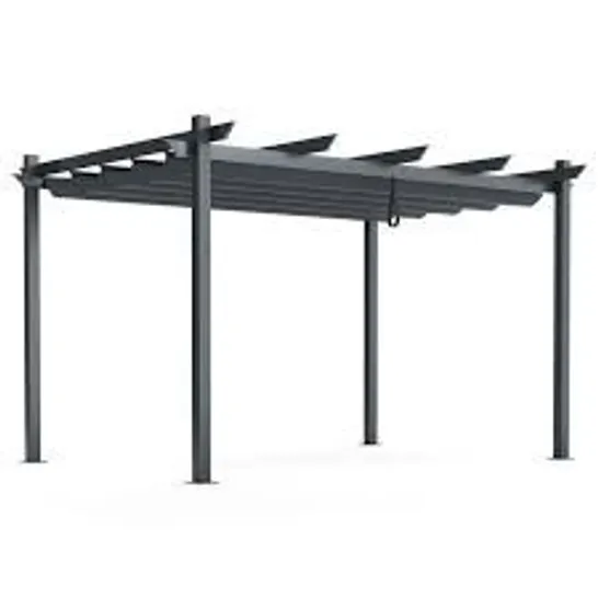 BOXED COSTWAY 10 X 13 FT. OUTDOOR ALUMINUM RETRACTABLE PERGOLA CANOPY SHELTER IN GREY