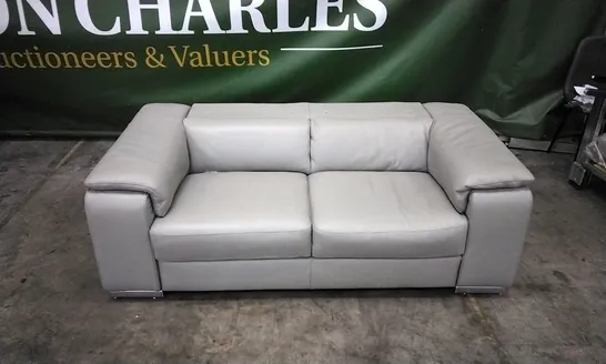 QUALITY ITALIAN DESIGNER MELO LOVESEAT STATIC LIGHT GREY LEATHER