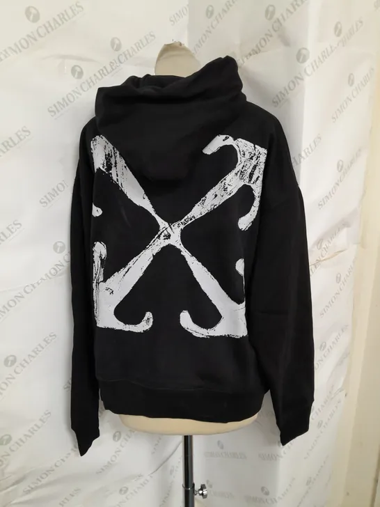 OFFWHITE PRINTED EMBROIDERED HOODIE IN BLACK SIZE S