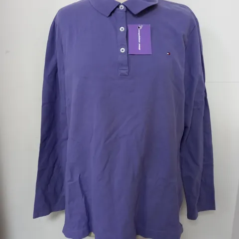 TOMMY HILFIGER LONG SLEEEVED POLO SHIRT IN PURPLE SIZE XXL
